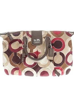 Coach Multicolor Circle Print Tote in Brown, Red, Cream